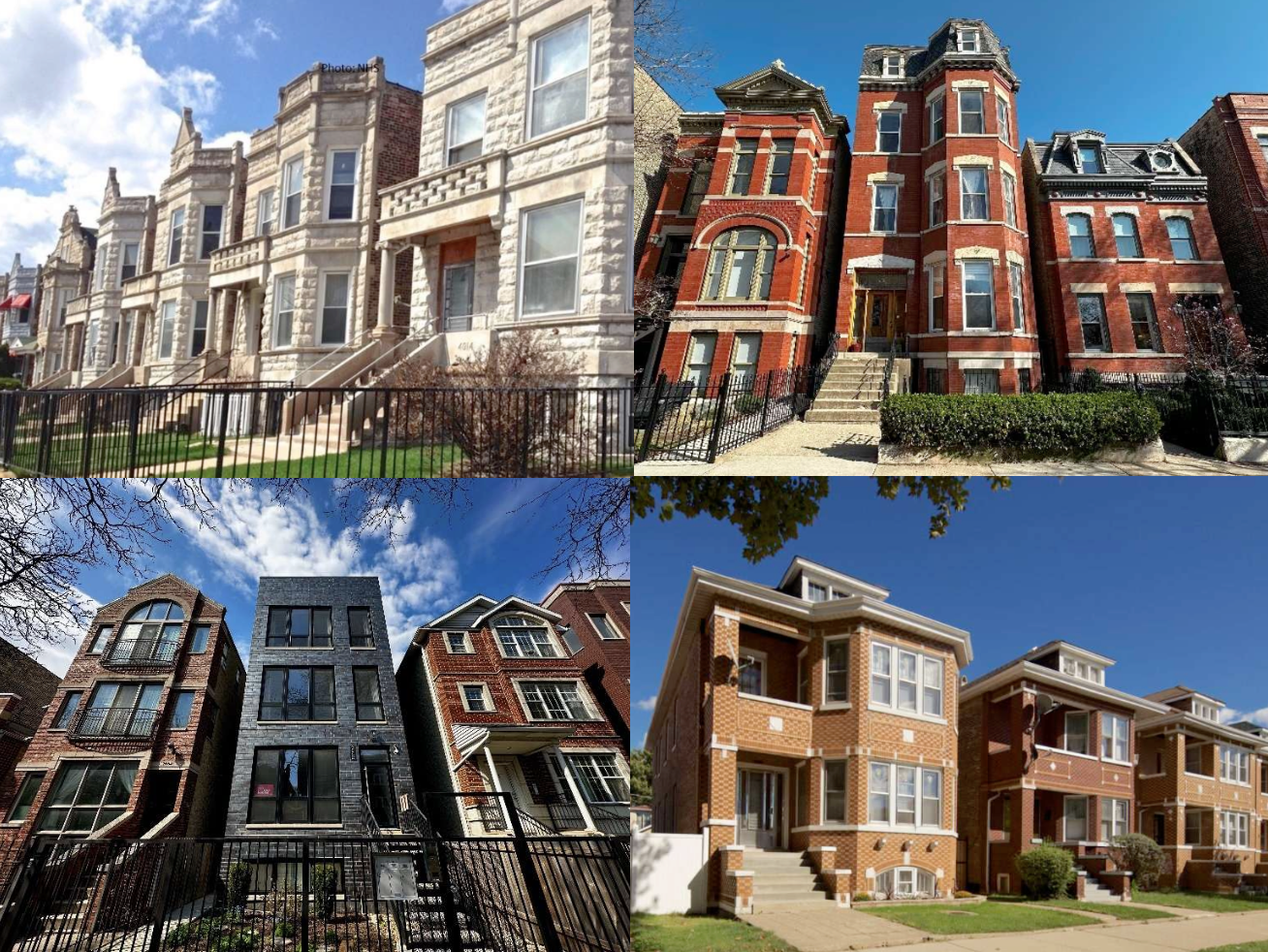 Collection of Chicago traditional four-flat apartment buildings